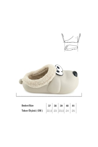 Gezer Kışlık Ev Bahçe ve Islak Zemine Uygun Eva İçi Peluşlu Kadın Ev Botu - Bej