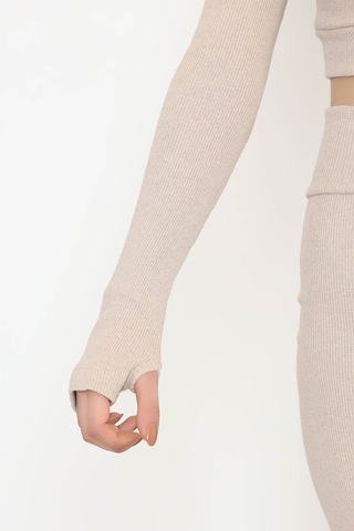 Mokashopin - Fermuarlı Crop Takım Bej - 12130.1748. 001