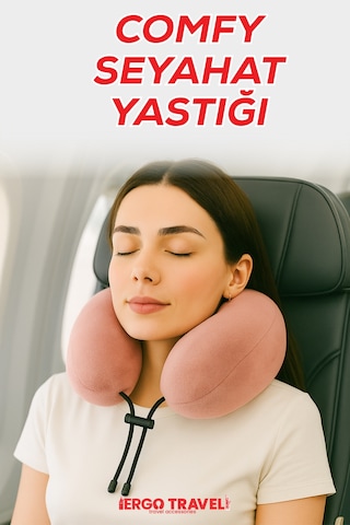 Viscofoam Comfy Ortopedik Seyahat Yastığı Visco Boyun Destekli Seyahat Yastığı - Somon | Ergo Travel