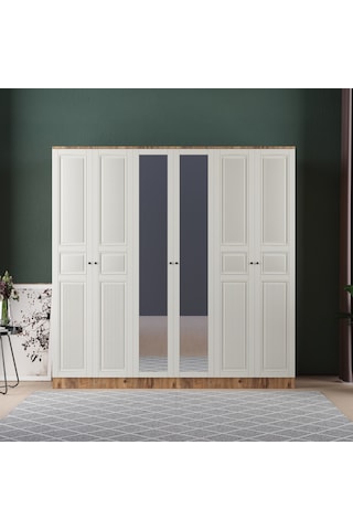 Nil 6 Kapaklı Eko Bazalı Gardırop - Mdf Kapak Aytaşı