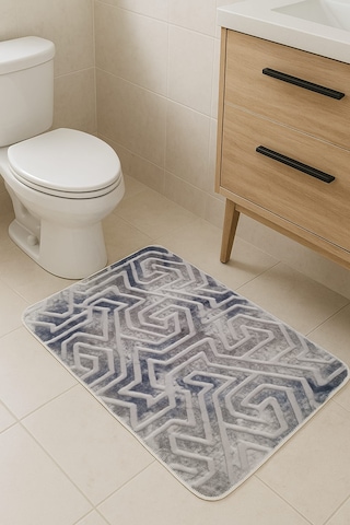 Yünteks Kaymaz Taban, Yıkanabilir Lavabo Önü ,banyo Paspası,mtlk Mavi Açık