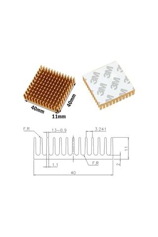 Peltier Uyumlu Alüminyum 4x4cm Soğutucu Gold Renk Termal Çift Taraflı Bantlı