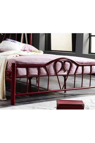 Argimo Orkide Çift Kişilik Ferforje Metal Karyola 180 x 200 Bordo