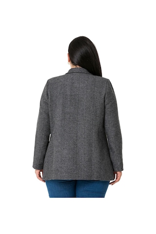 Disentis Büyük Beden Cepli Balıksırtı Blazer Astarlı Gri Ceket-gri Gri