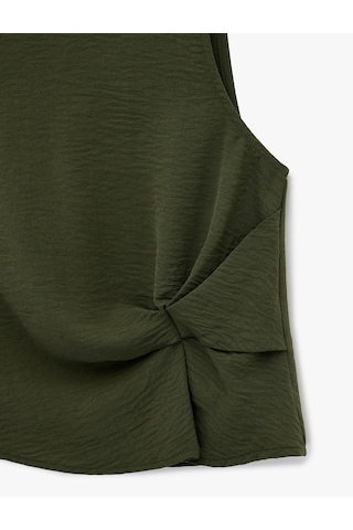 Koton Drape Detaylı Bisiklet Yaka Kolsuz Bluz Haki 6sak30012pw Haki
