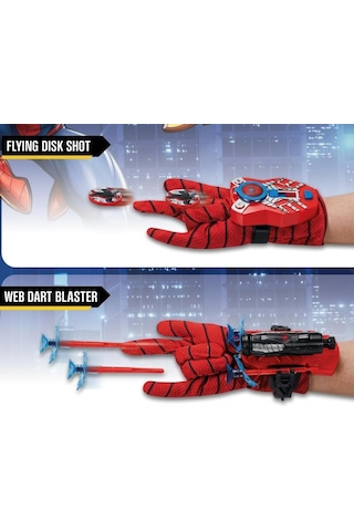 Örümcek Adam 17cm Işıklı Figürlü 2 Farklı Atış Yapabilen Ağ Fırlatıcısı Ve Eldivenli Oyuncak Seti Spider - Man