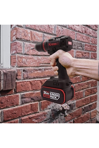 Kress KUC30 20V/4.0Ah Li-İon Çift Akülü Kömürsüz Profesyonel Şarjlı Darbeli Matkap