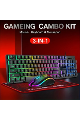 Techbloom Tf31 T Wolf 3ü 1 Oyun Kombo Seti Aydınlatmalı Mekanik Klavye Optik Fare Mousepad Pc Ofis Diğer