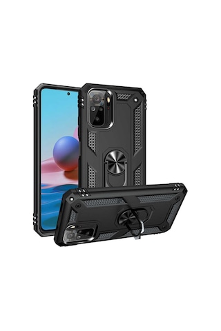 Xiaomi Redmi Note 10 Kılıf Zore Vega Yüzüklü Standlı Zırh Kılıf