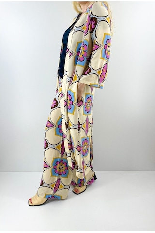Modaonna Kadın Bej Renk Pamuklu Kimono Pantolon Takım Bej