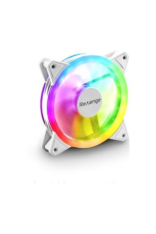Revenge Beyaz 12cm Sabit Yanan Rainbow Kasa Fanı Molex Bağlantılı Led Bilgisayar Fanı