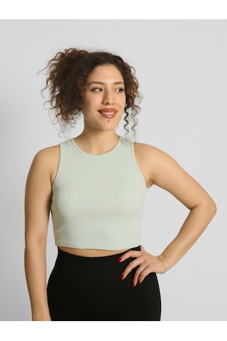 Nature The Brand Ntb Crop Rip Top Light Green, Kadın Spor Crop,kadın Crop,fitness Crop,yoga Crop, Esnek Terletmez SU YEŞİLİ