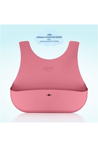 Wee Baby Nanninom Silikon Mama Önlüğü Pembe