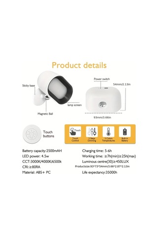 Motion003 Modern Manyetik Duvar Lambası Siyah Uzaktan Kumanda İle 360 Dönebilen Rgb Renk Değiştiren Usb Şarjlı Aplik Yatak Oturma Odası İçin Kızılötesi Sensörlü Siyah