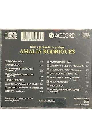 Müzik Cd Sidir - Plak Değildir Cd Amalia Rodrigues Fados E Guit