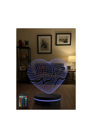 3d Kalp Şeklinde Led Gece Lambası Uzaktan Kumandalı Rgb Masa Lambası Dekoratif Ambiyans Işığı Çok Renkli