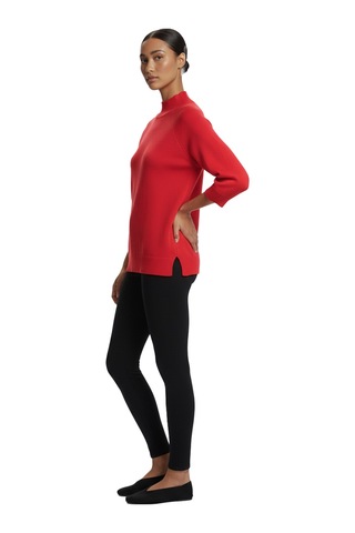 On Oversize 3/4 Kol Minimalist Kadın Kazak - Günlük Şıklık Kırmızı