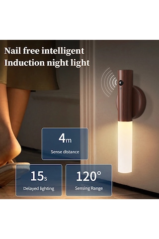 Liangmei Hareket Sensörlü Ahşap Tarzı Şarj Edilebilir Led Duvar Ahşap