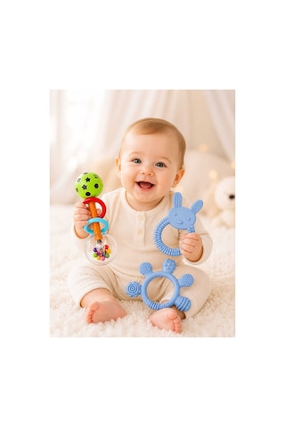 3lü Çıngıraklı Diş Kaşıyıcı Set Lacivert