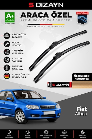 S-dizayn Fiat Albea Ön Cam Silecek Seti 2002-2012 Premium Araca Özel 55-45 Cm A+ Kalite