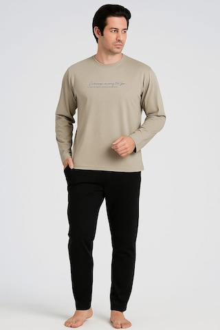 Erkek 1923 Uzun Kol % 100 Pamuk Pijama Takımı Haki Haki