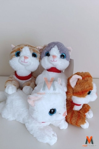 Sevimli Peluş Yavru Kedi 35 Cm Sesli Miyavlayan Oyuncak Uyku Ve Oyun Arkadaşı 4 Renk Seçeneği Sarı
