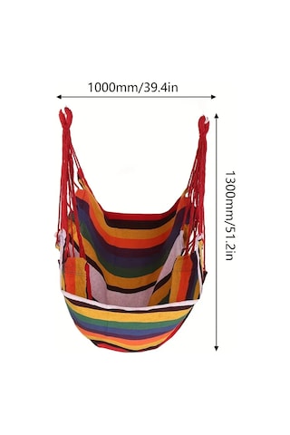 Tuval Eğlence Salıncak Asılı Sandalye, 1 Adet Açık Hamak Çok Renkli