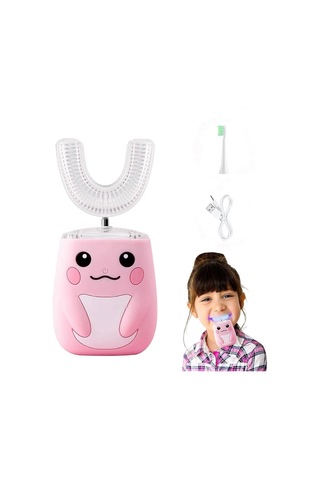 Çocuklar İçin Elektrikli Diş Fırçası, U Şekilli Ultrasonik Otomatik Diş Fırçası, 2 Fırça Başlığına Sahip Diş Fırçası, Si