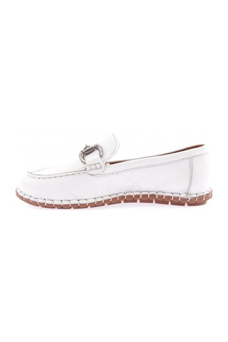 Dgn 600-23y Kadin Dikiş Detayli Metal Tokali Loafer Ayakkabi 600-2109-R0198 Beyaz