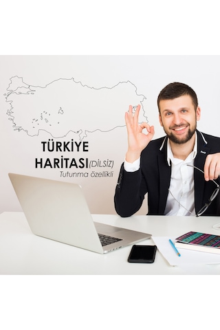 Dilsiz Türkiye Haritası Statik Kağıt Tahta
