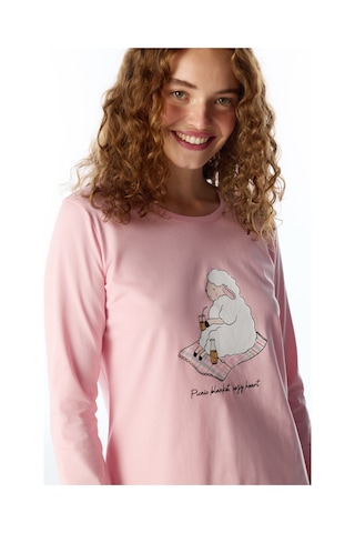 Penti Pembe Rahat Kalp Uzun Kollu Pantolon Pijama Takımı Pk32
