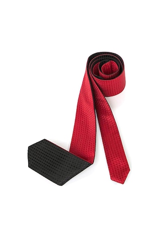 Kırmızı Çift Taraflı İnce Çocuk Kravatı Kırmızı
