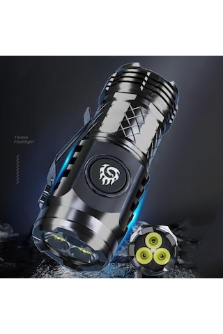 Dolıty Mini El Feneri Cep Meşale Lambası Edilebilir Led Gece Siyah