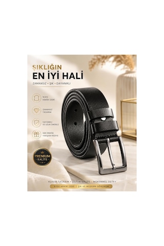 My Doğa Store Orijinal Deri Kemer Kumaş Keten Ve Kanvasa Uygun Siyah Siyah