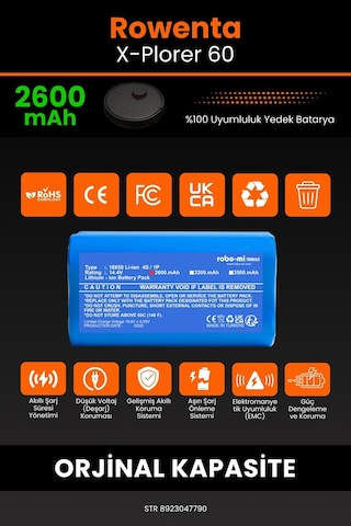 Rowenta X-plorer 60 Serie Uyumlu 2600 Mah Robot Süpürge Bataryası