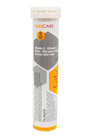 Takecare Vitamin C 1000 MG Çinko ve Vitamin E İçeren Takviye Edici Gıda 20 Efervesan Tablet