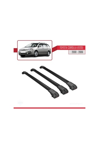 Toyota Corolla E120 2000-2006 Arası İle Uyumlu Ace-1 Ara Atkı Tavan Barı Siyah 3 Adet Bar