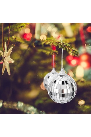 Disco Topu Aynalı Gümüş 6 Cm 6 Lı