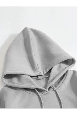 Vexor Erkek Düz Kapüşonlu Sweat - Boyalı Gri