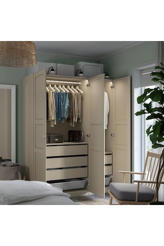 Ikea Gri Geniş Kapaklı Gardırop 150x60x201 Cm