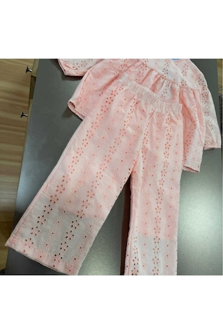 Fistolu Içi Astarlı Kız Alt-üst Set Oversize Beli Lastikli 2-7 Yaş Turuncu