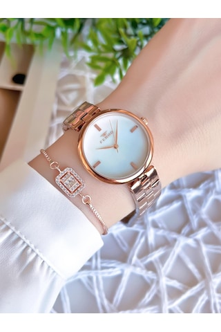 Ferro Rose/gold Renk Kararmaz Renk Atmaz 3 Atm Özel Tasarım Kadın Kol Saati Efl21100c