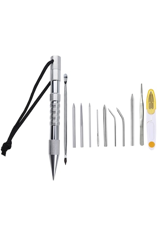 Suntek Paslanmaz Çelik Paracord Dikiş İğne 12-adet-gümüş 12 Adet Gümüş