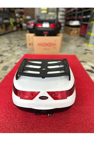 40 Litre Motosiklet Sırtıklı+üst Bagaj Full Arka Çanta Beyaz