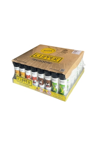 Clipper Pocket Hayvan Desenli Taşlı Çakmak 48 Adet 2367 Çok Renkli