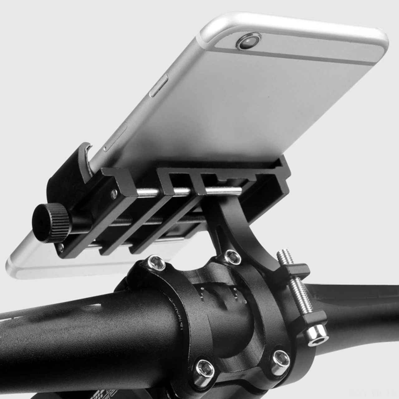 Vkemall Alüminyum Alüminyum Bisiklet Telefon Tutucusu, Motor, Elektrikli Scooter İçin Üç Tırnaklı Gravite Tasarımı, 55-100mm Telefonlar Ve 22.2-31.8mm Saplar İçin Uyumlu, Siyah Siyah