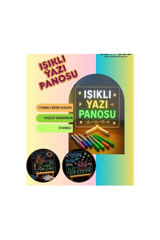 Led Işıklı Çizim Yazı Tahtası Ayarlanabilir Stant Ve Kalemleri İle 20 X 20 Diğer