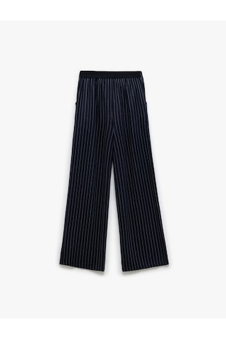 Koton Viskon Geniş Paça Çizgili Pantolon Lacivert Çizgili 6wkg40028ak 7s2