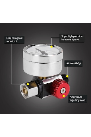 Tenfowee Gümüş Manometreli 1/4" Hava Filtresi Ve Ayarlayıcı - 0-150psı Basınç Kontrolü, Su Ayırıcı, Mikro Doğrudan Bağlantı - Kaliteli Metal Yapı