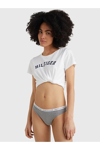 Tommy Hilfiger Kadın Marka Logılu Elastik Bantlı Organik Pamuklu Günlük Kullanımlı Gri-beyaz-lacivert Külot Uw0uw0-9027 Gri- Beyaz- Lacivert
